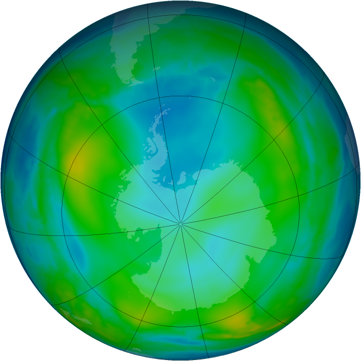Antarctic ozone map for 23 June 2008